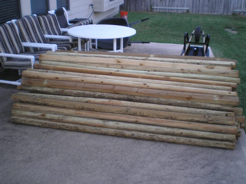 Pile of landscaping timbers